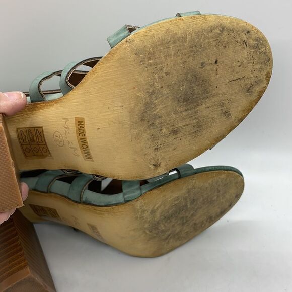 Trendy Mi.im Prague Teal Gladiator Style Sandals Size 7.5 Block Heel - Picture 10 of 13